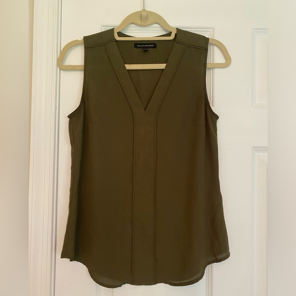 Banana Republic Olive Green Sleeveless Blouse